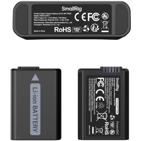 SmallRig 5488 - zestaw TURBO, dwukanałowa ładowarka, 2x akumulator Sony NP-FW50